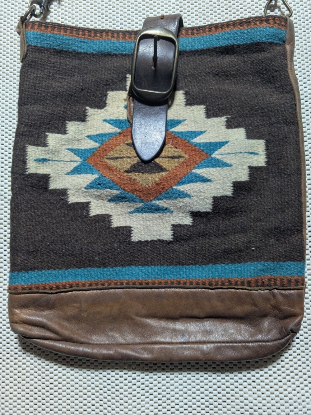 McFadin Designer Native Aztec Horse Blanket Leather Shoulder Sling Bag Purse